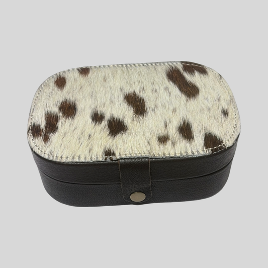 Cowhide Travel Jewellery Box Assorted Colours