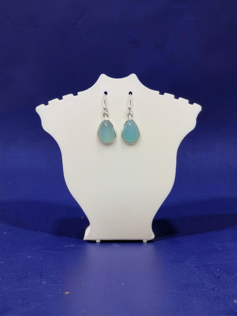 Sterling Silver Blue Stone Teardrop Hook Earrings