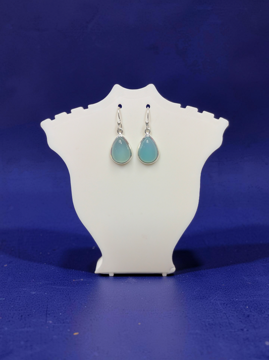 Sterling Silver Blue Stone Teardrop Hook Earrings