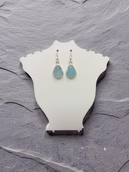 Sterling Silver Blue Stone Teardrop Hook Earrings