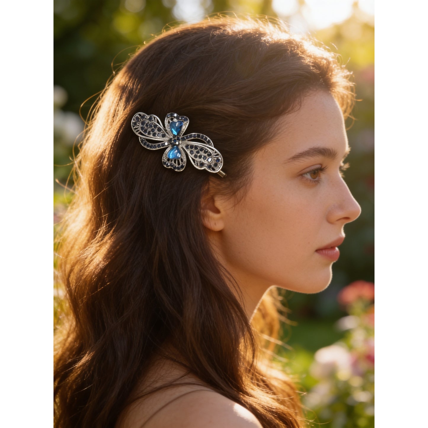 Vintage Blue Rhinestone Hair Clip