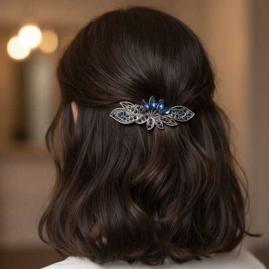 Vintage Blue Rhinestone Hair Clip