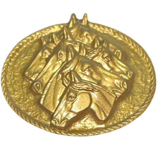 Brass Oval 6 Horse Head Buckle