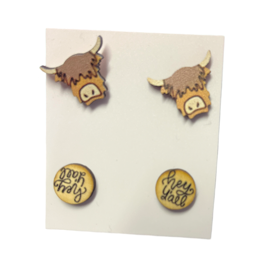 Twin Pack Wooden Earring