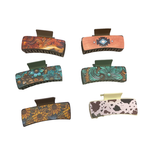 Western-Style Hair Claw Clips Set, Large Size,