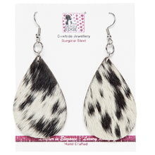 Load image into Gallery viewer, Pear Shape Hair-on Earrings – Cowhide Jewellery Surgical Steel – Tanzania
