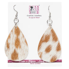 Load image into Gallery viewer, Pear Shape Hair-on Earrings – Cowhide Jewellery Surgical Steel – Tanzania
