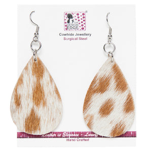 Pear Shape Hair-on Earrings – Cowhide Jewellery Surgical Steel – Tanzania