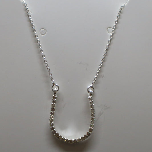 Horse Shoe with Crystals Necklace Sterling Silver