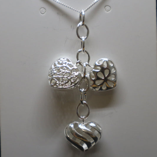 3 Hearts Sterling Silver Necklace