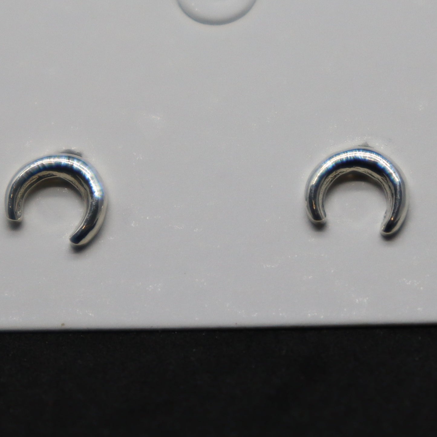 Small Moon Shape Sterling Silver Stud Earring