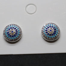 Load image into Gallery viewer, Blue Round Coloured Sterling Silver Studs
