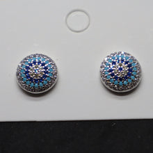 Load image into Gallery viewer, Blue Round Coloured Sterling Silver Studs
