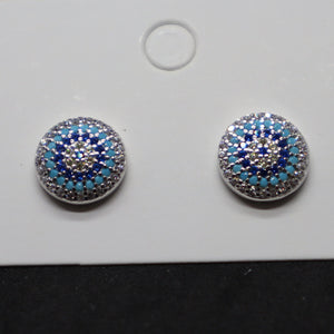 Blue Round Coloured Sterling Silver Studs
