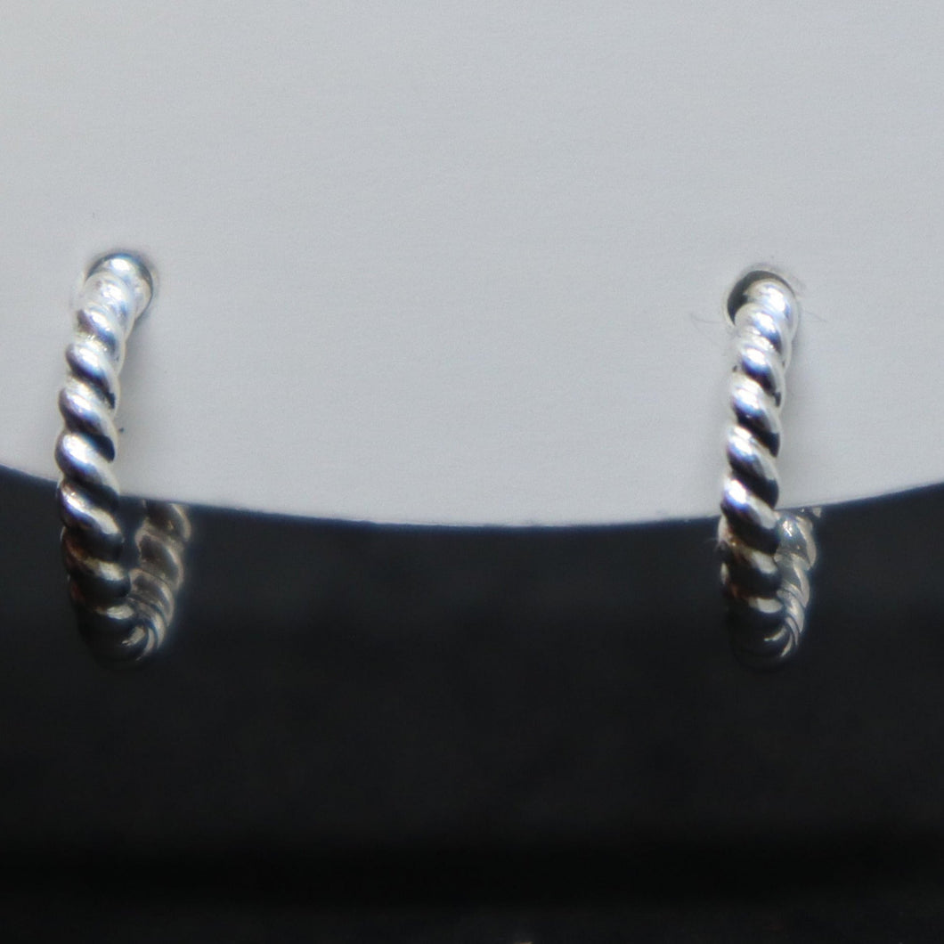 Sterling Silver Twisted Hoop Studs