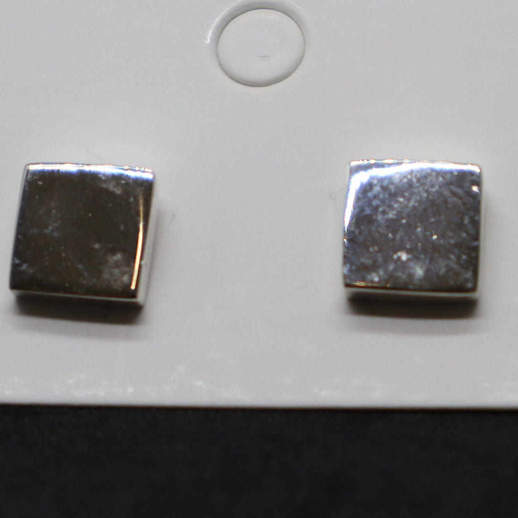 Square Sterling Silver Stub Earrings