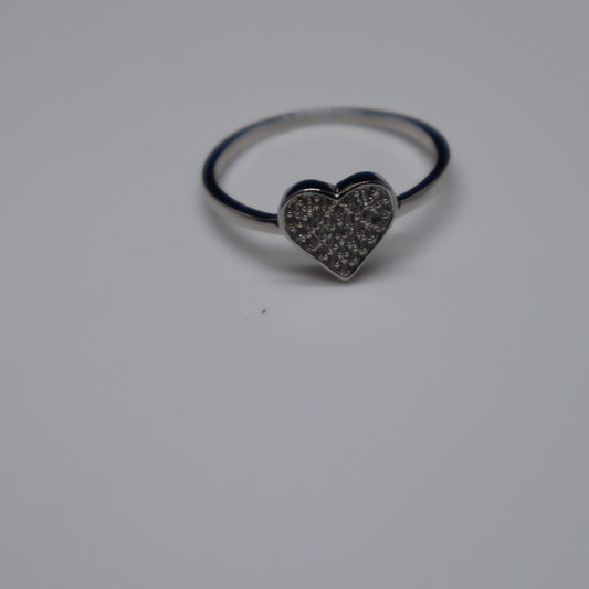 Heart with Chystal Sterling Silver Ring