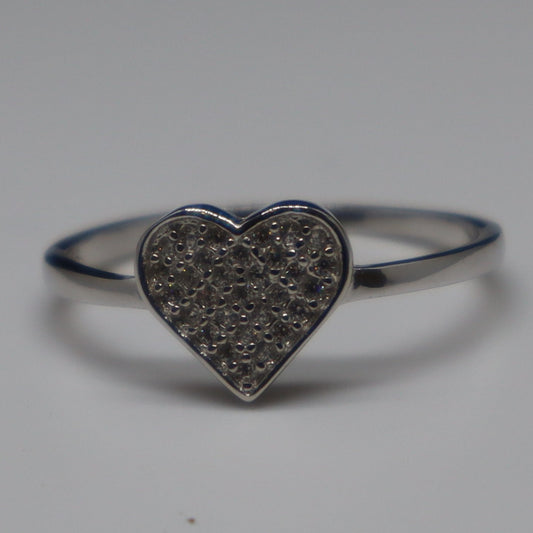 Heart with Chystal Sterling Silver Ring