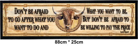 🤠 Lane Frost “Don’t Be Afraid” Bar Mat – Australian Made