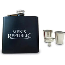Load image into Gallery viewer, Men&#39;s Republic Hip Flask, Funnel and 2 Cups - Silver/Blk

