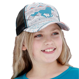 Cinch® Youth Girl's Cream Aztec Horse Print Trucker Cap