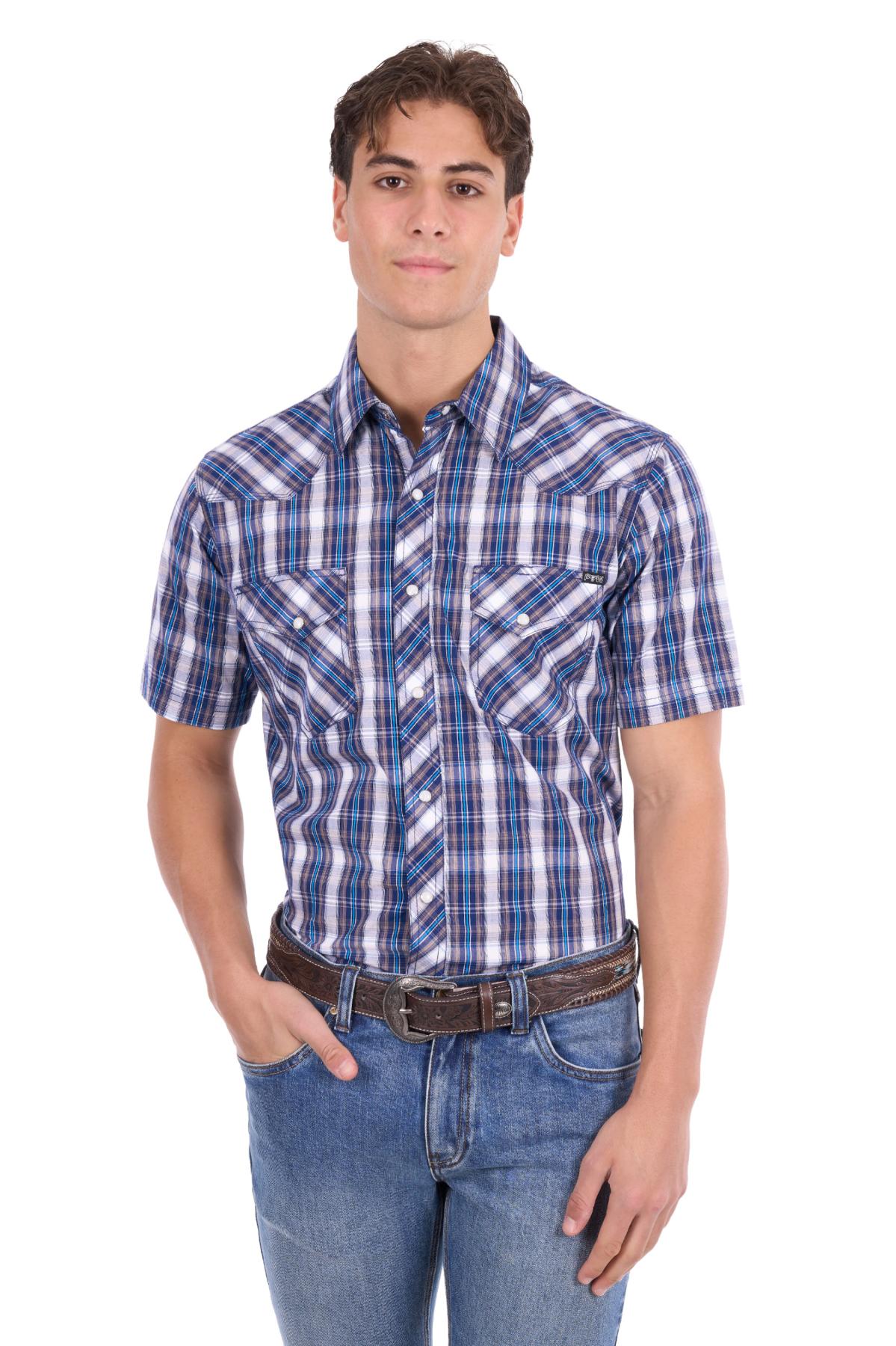 Pure Western Men’s Larry Check Western Short Sleeve Shirt