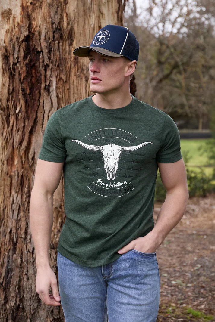 Pure Western Men’s Frank T-Shirt – Green Marle
