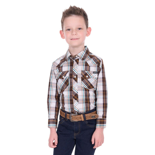 Pure Western Boy’s Roger Check Western Long Sleeve Shirt