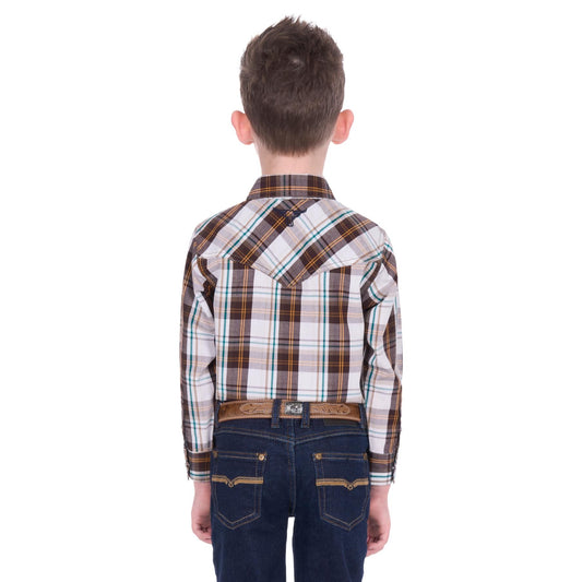 Pure Western Boy’s Roger Check Western Long Sleeve Shirt