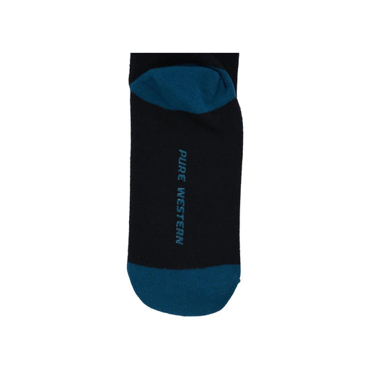 Pure Western - Black/Teal Adult Crew Socks (Twin Pack)
