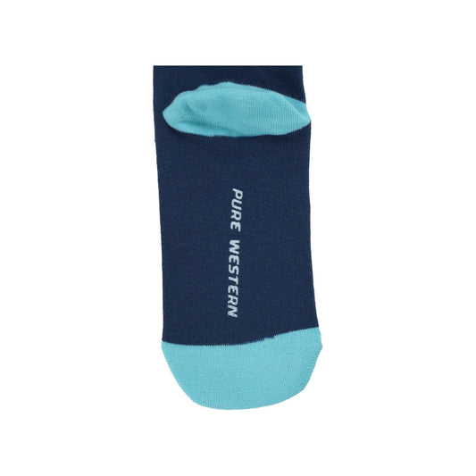 Pure Western - Navy/Turquiose  Adult Crew Socks (Twin Pack)