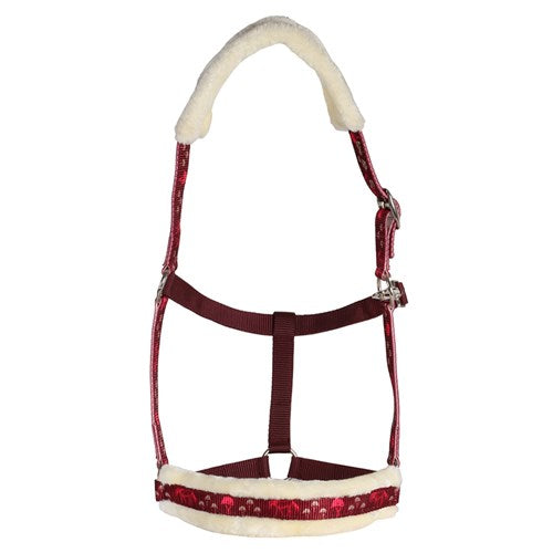 Rancher Fleece Halter - 'Horses in Trees' Burgundy