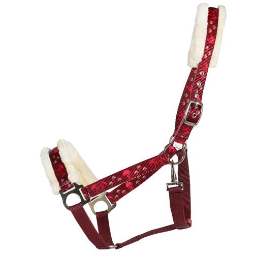 Rancher Fleece Halter - 'Horses in Trees' Burgundy