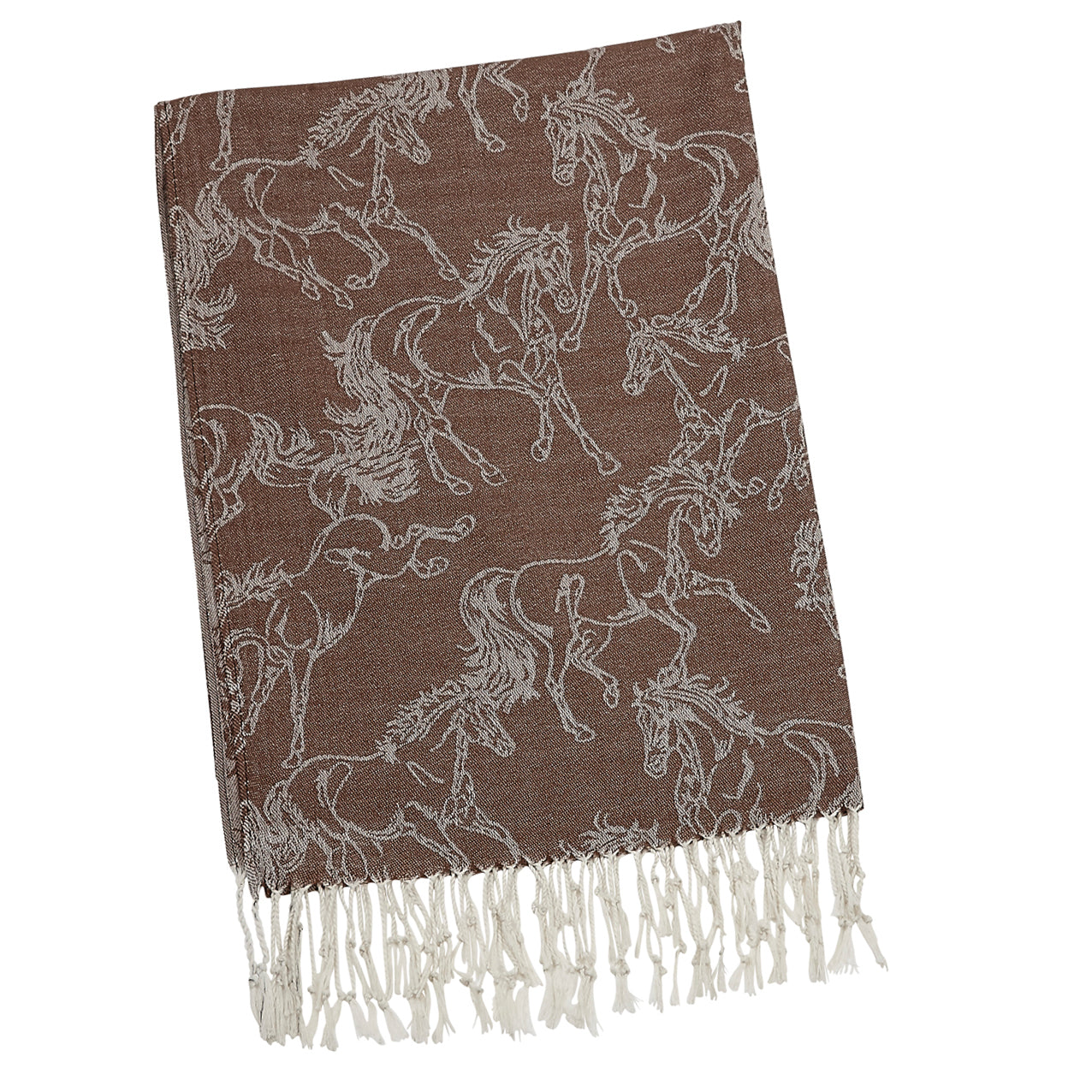 Brown Pashmina & Silk Horse Scarf