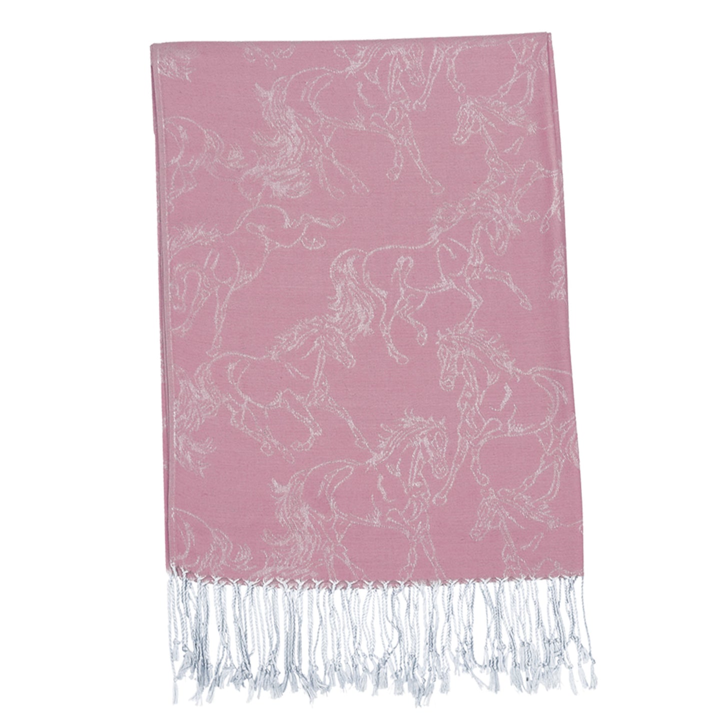 Pink Pashmina & Silk Horse Scarf