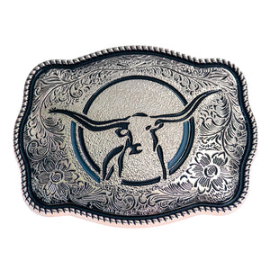 Longhorn Buckle - Black Enamel Lines - Belt Buckle