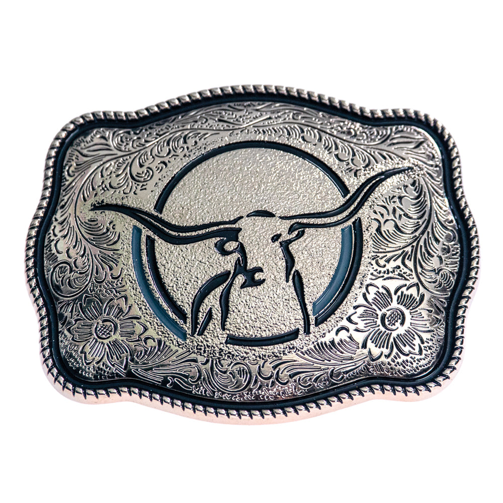 Longhorn Buckle - Black Enamel Lines - Belt Buckle