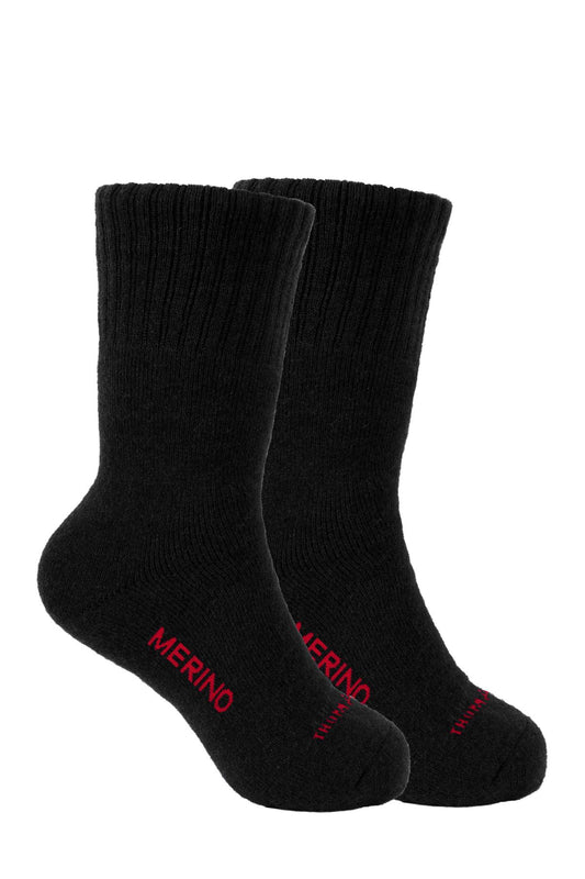Thomas Cook Merino Logo Socks - Black – Twin Pack