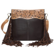 Tooling Hand Carved Medium Sling Bag - Brown