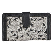 Load image into Gallery viewer, Tooling Leather Carved Clutch Wallet - Black
