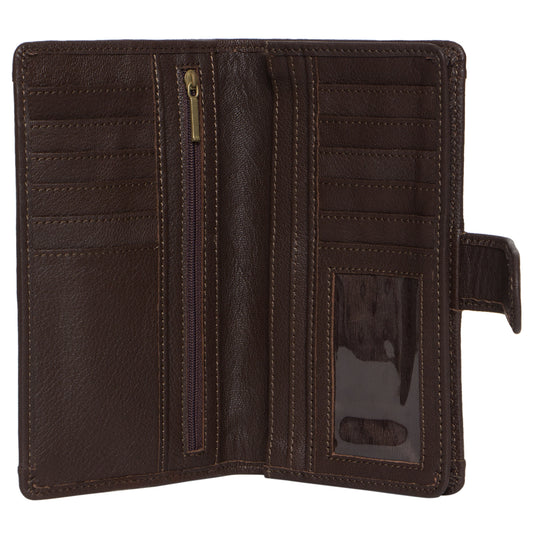 Tooling Leather Carved Clutch Wallet - Black