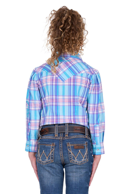 Wrangler Girls’ Emily Check Long Sleeve Shirt