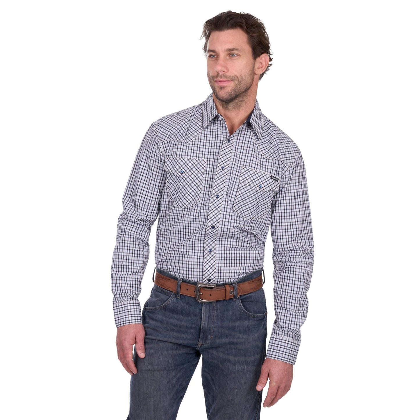 Wrangler Men’s Carl Check Western Long Sleeve Shirt