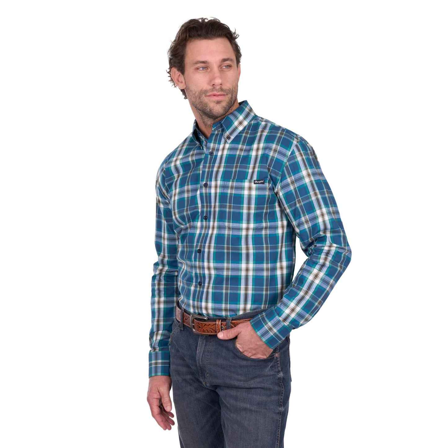 Wrangler Men’s Erik Check Button Down Long Sleeve Shirt