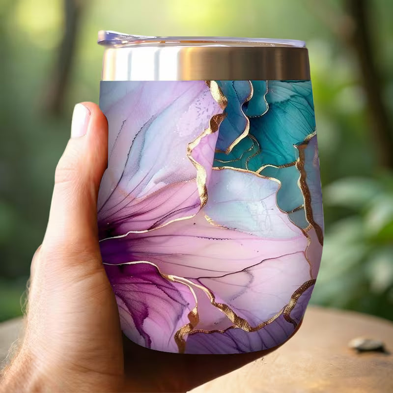 Marble Design Double-Walled Stainless Steel Insulated Travel Mug