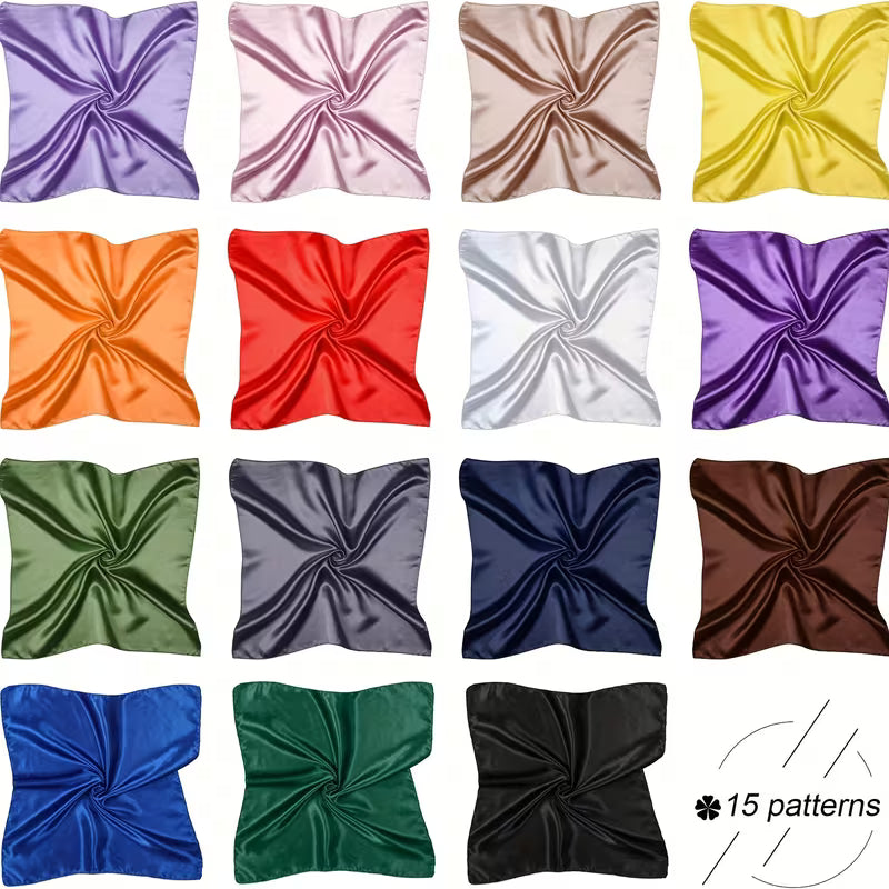 Women's Elegant 50 x 50cm Square Neck Scarf – Multi-Colour Bandana & Hair Wrap