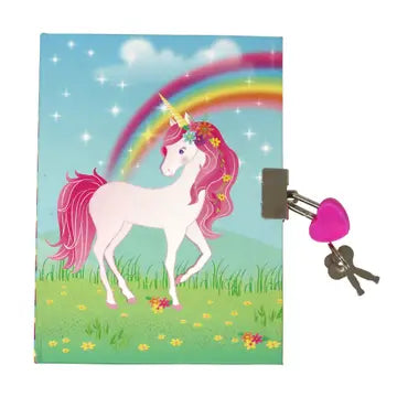 Pink Poppy Stardust Unicorn Lockable Notebook