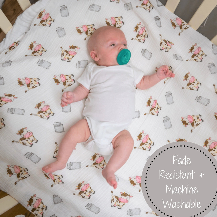 The Cow Goes Moo Baby Muslin Swaddle Blanket – 47x47