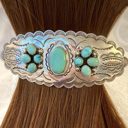 Vintage Turquoise Spring Hair Clip – Western Boho Style