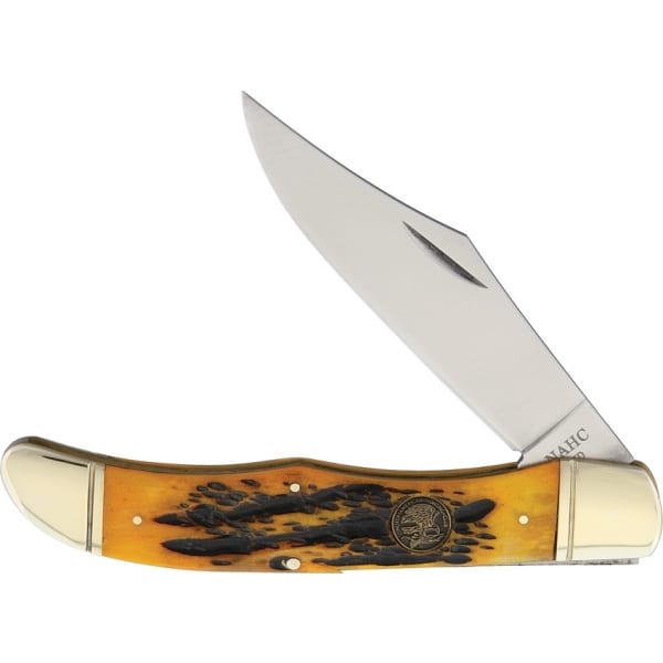 Orange Bone Folding Hunter Knife